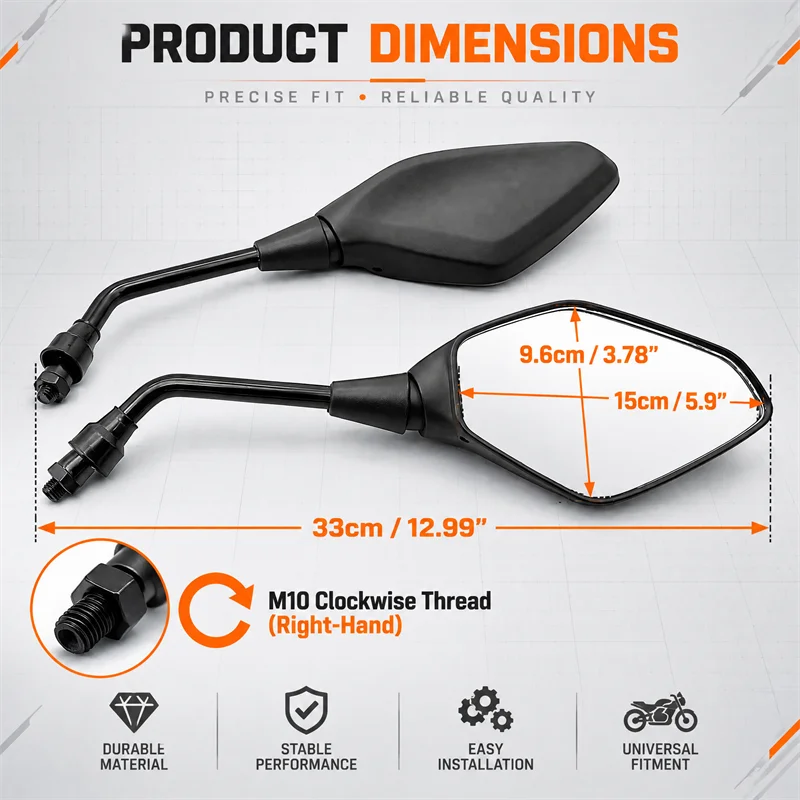 Universal For M10 Motorcycle Special Shaped Rearview Mirror Wide Field of View Moto Parts For Suzuki GSR 600 750 SV400 SV650