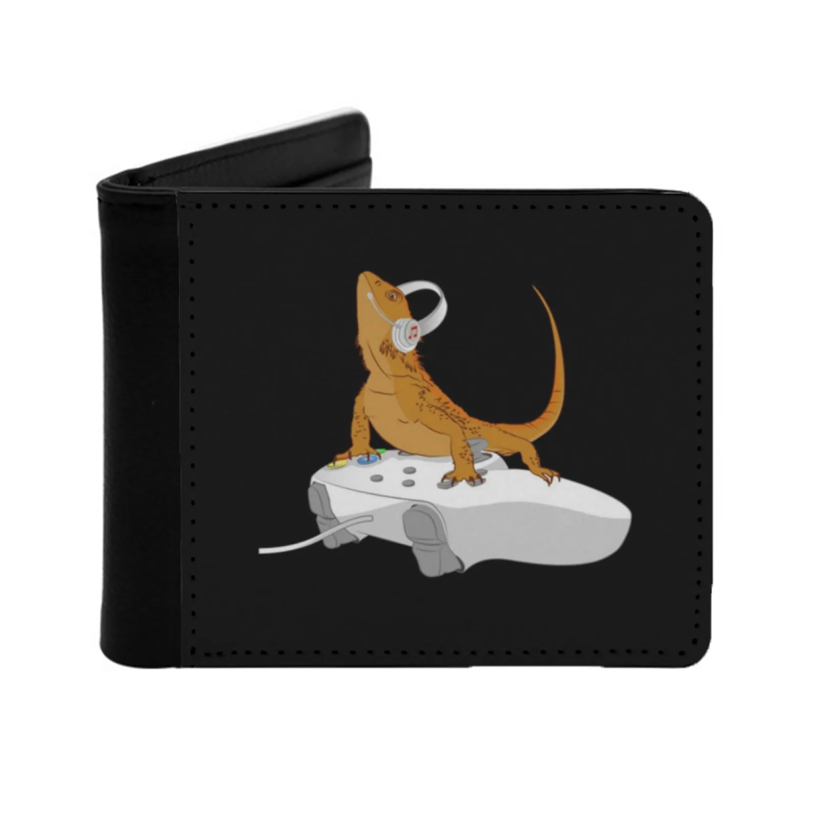 Bearded Dragon Playing Video Games Funny Beardie Lover And Gamer Short Men's Wallet Multifunction Purse Male Pu Leather Wallet