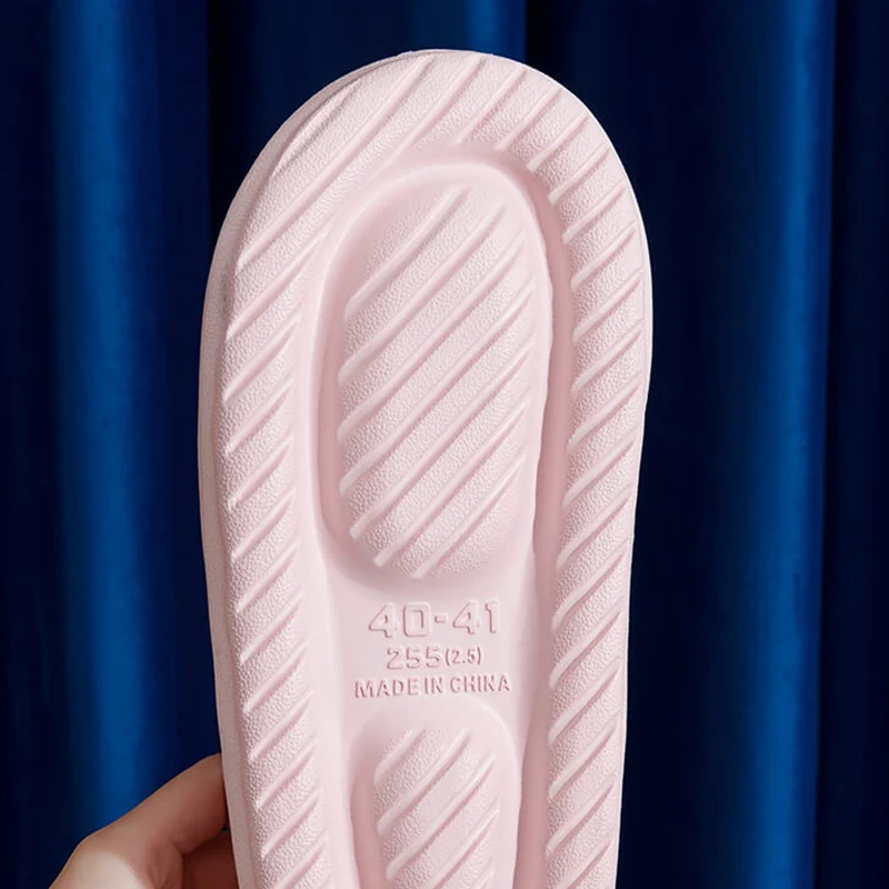 Soft Thick Bottom Indoor Slippers Women Summer 2026 Stripe Protrusion Non Slip Home Slippers Plus Size Couple's Bedroom Slides image 3