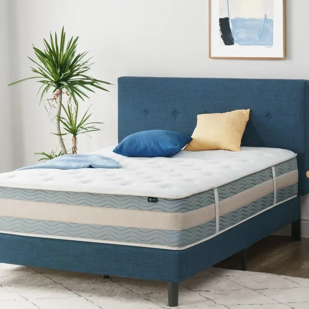 12 Inch Cooling Comfort Support Hybrid Mattress [New Version], Fiberglass Free, Medium Plush, Cooling Motion Isolation,