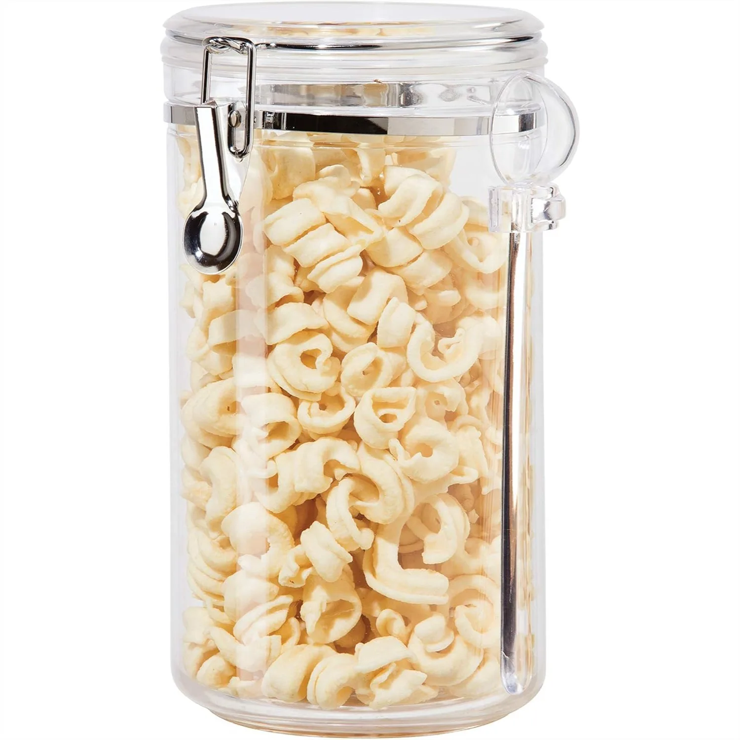 

Clear Canister Airtight 72oz with Clamp Lid & Spoon for Kitchen Pantry Storage of Dry Foods