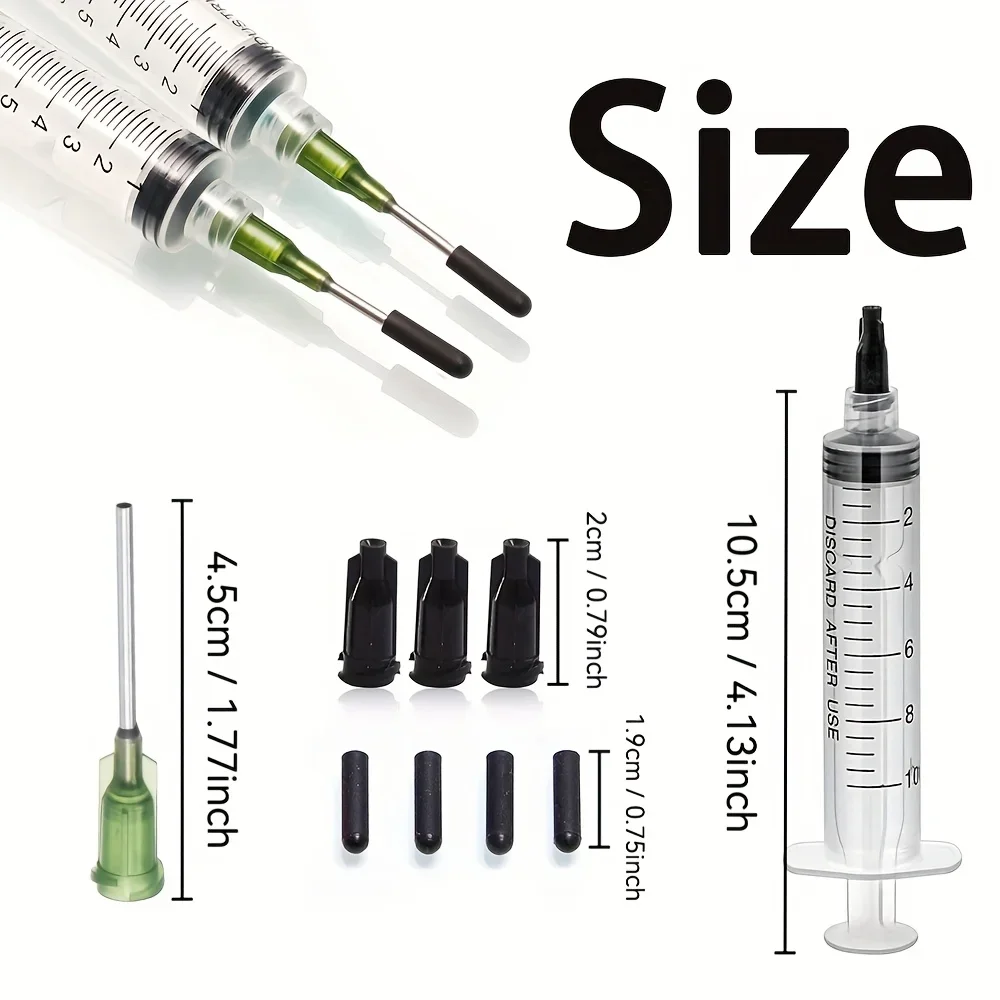 10ml Luer Lock Liquid Dispensing Barrel with Long Blunt Tip Needles and Black Sealing Caps Multipurpose Measuring Tool for Garde view 2