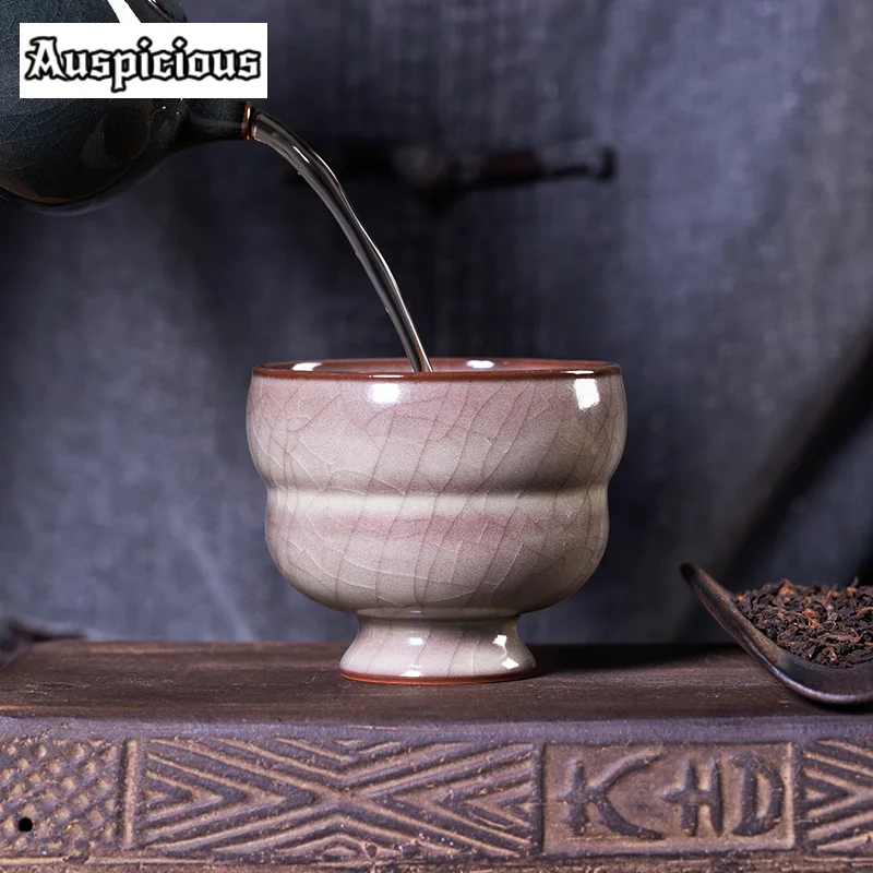 110ml Handamde Longquan Celadon Teacup Ge Kiln Porcelain Master's Personal Single Cup Gourd Tea Bowl Chazhan Mug Kung Fu Teaset