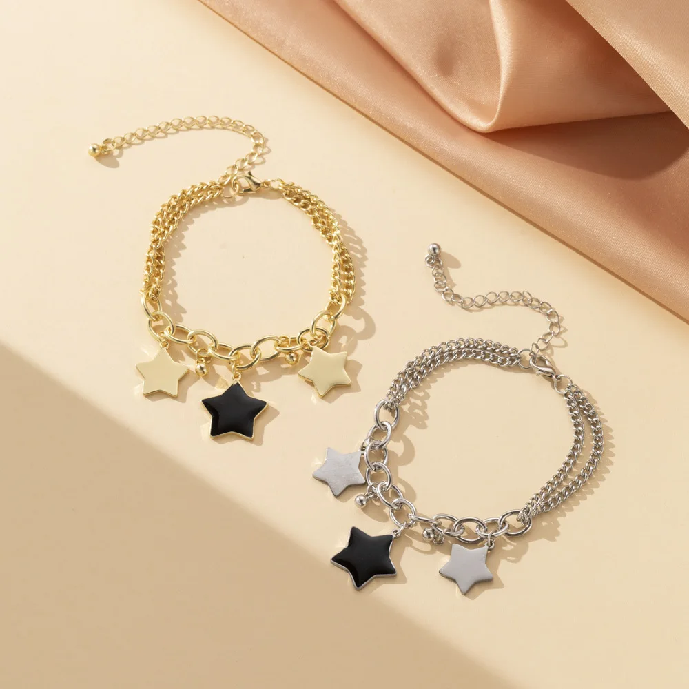 Gold Texture Simple Star Stainless Steel Bracelet For Women Fashionable Personality Ladies Summer Beach Jewelry Accessories Gift