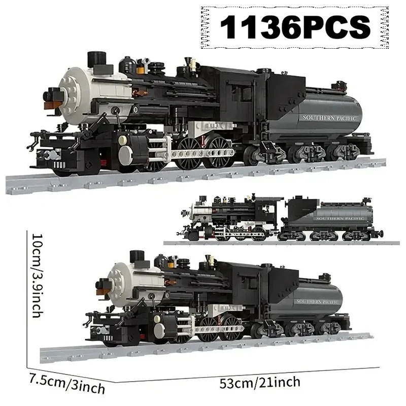 1136PCS Creative Steam Train Building Block City ​​Traffic Railway Track Model Bricks Desktop Decoration Toy Kid Adult For Gifts