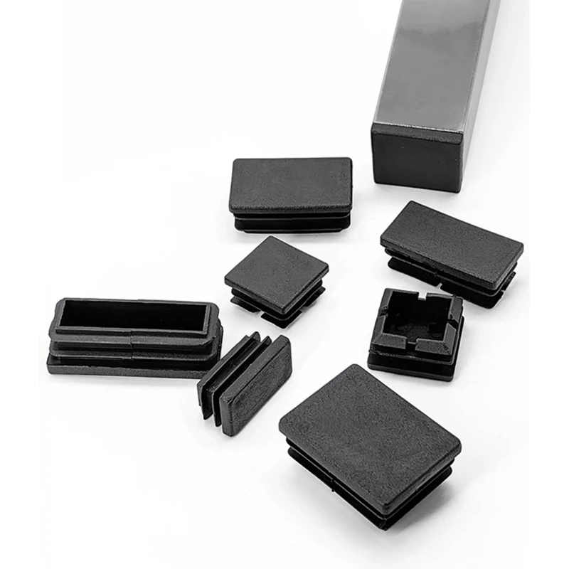 2-20 PCS Black PE Plastic Rectangular Pipe Inner Plug Dust Cover Blanking End Cap Caps Tube Pipe Inserts Plug Bung Steel Leg
