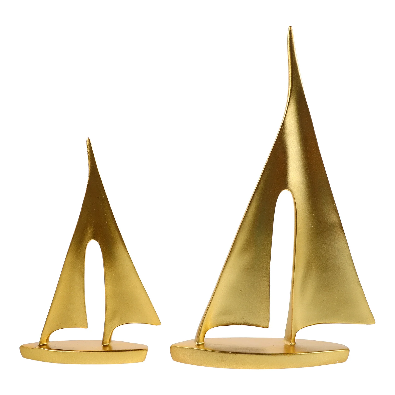 

2Pcs Golden Sailboat Sculpture Resin Nautical Decor Modern Home Accent Living Room Wine Cabinet Ornament Tabletop Sailing