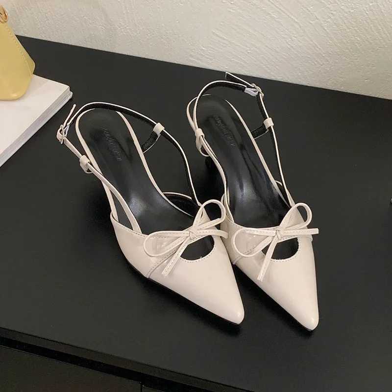 

Новинка 2023 года, женские туфли-лодочки на высоком каблуке с узлом-бабочкой, женские модные сандалии на каблуке с острым носком