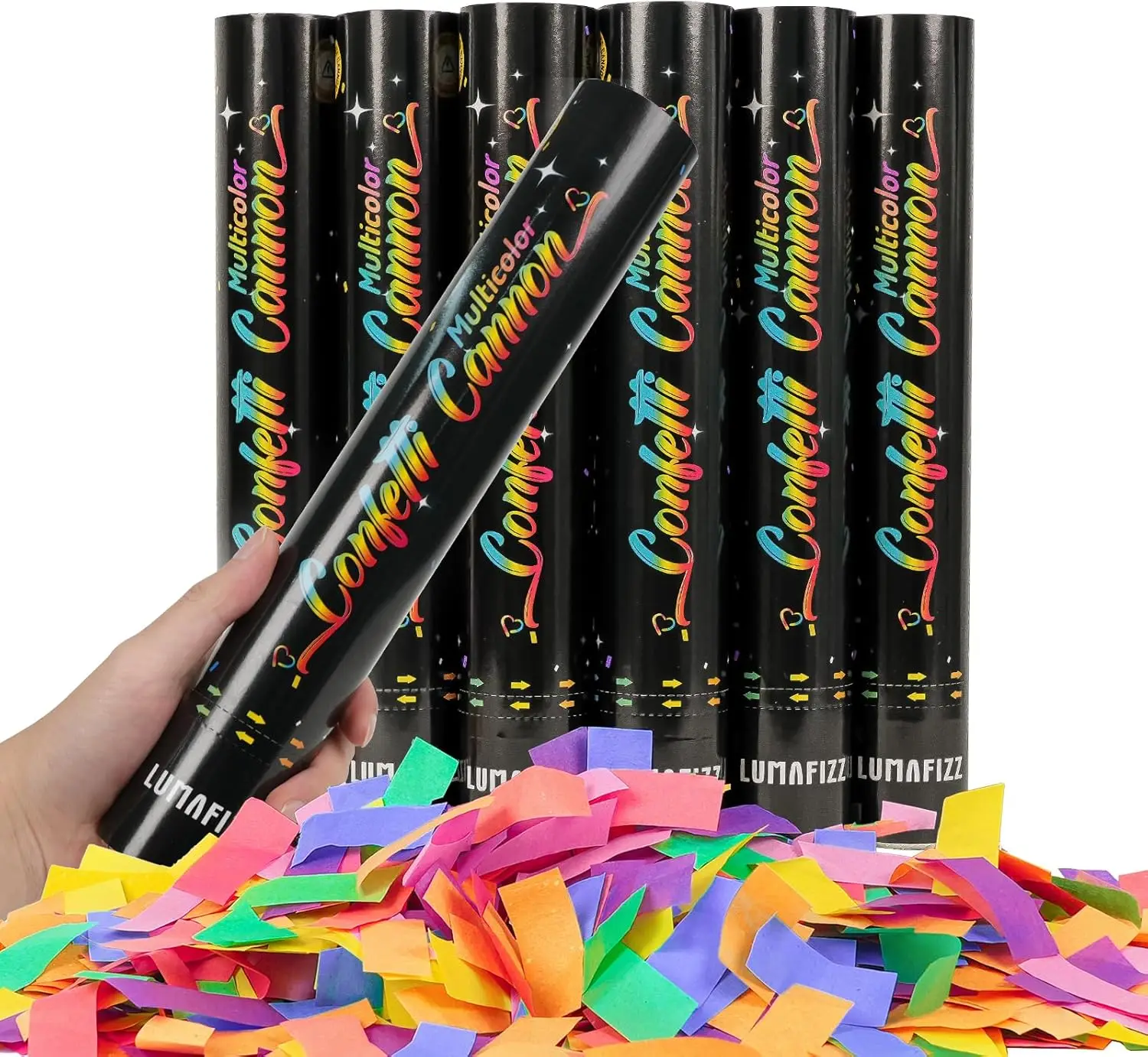 

Biodegradable Confetti Cannons [6 Pack] 12 Inch Multicolor Confetti Poppers for Wedding Birthday Party New Year
