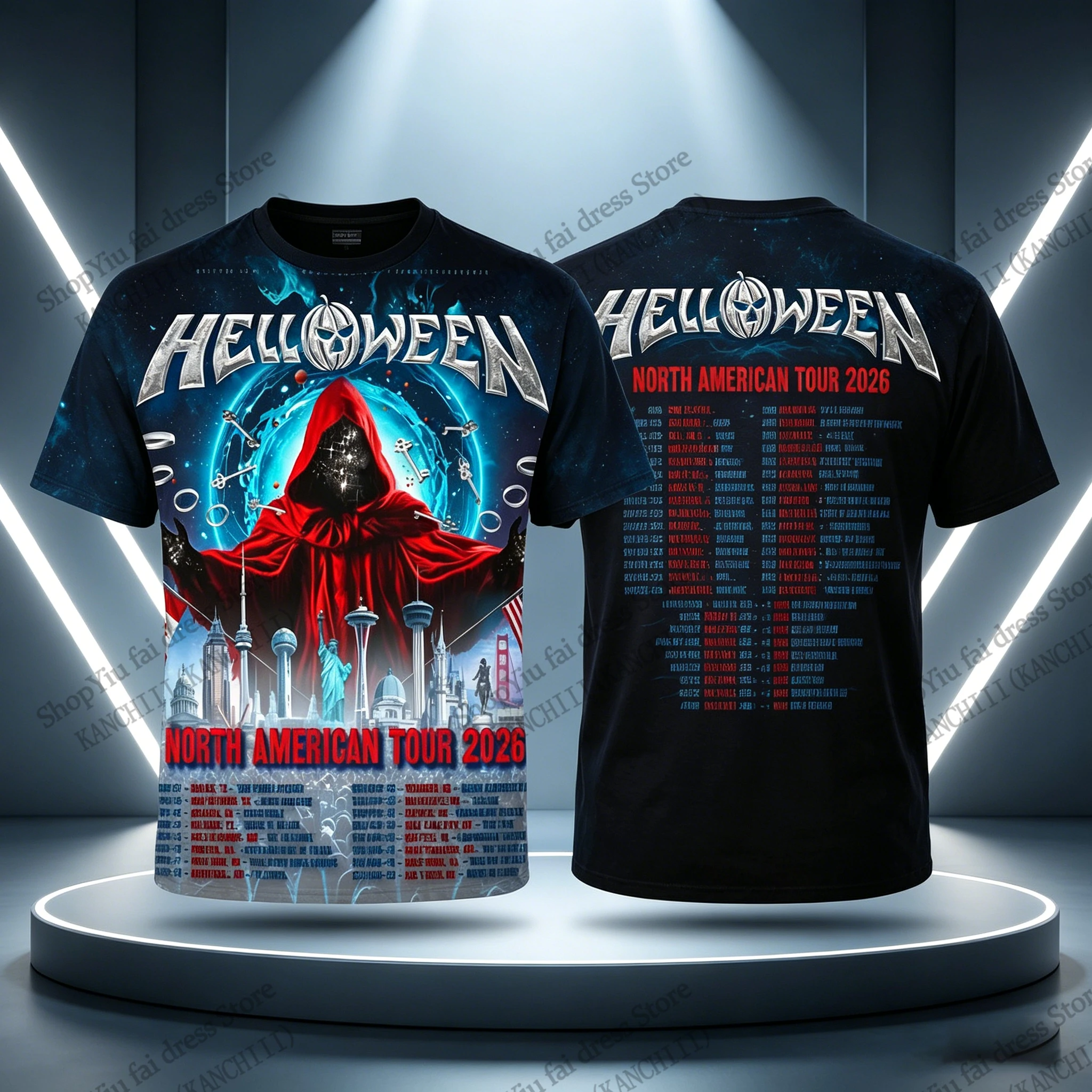 New Rock Helloween Band Tour 2026 3d Print T-shirt Men Women Fashion Short Sleeve Hip Hop Halloween Tshirt Kid Tops Tees Clothes