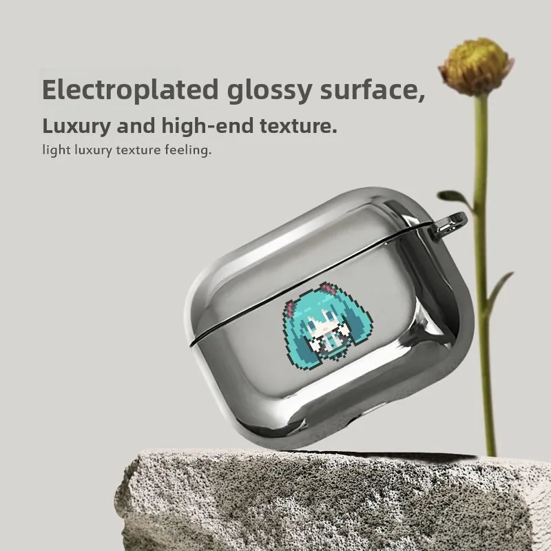 Hatsune Miku مطلي بكسل نمط الطباعة حقيبة سماعة الاذن ل Airpods 1 2 3 4 Pro Pro2 Pro3 للصدمات سماعة الإسكان