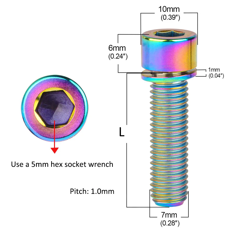 2pcs Titanium Bolts M7 M8 X20 25mm for BMX Stem Brompton Bike Handlebar Clamp Screws, Multi-Color Upgrade Fixings view 5