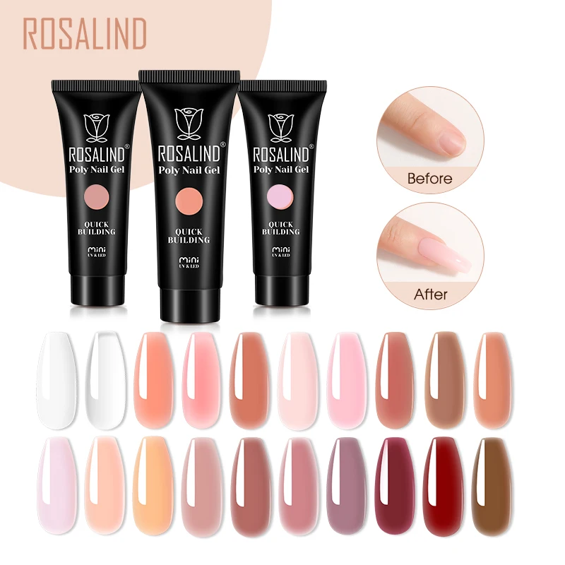 

ROSALIND 12/15/30/60ml Jelly Poly Nail Gel Semi Permanent Acrylic Liquid Nail Art Hybrid Varnishes Extension Crystal Gel