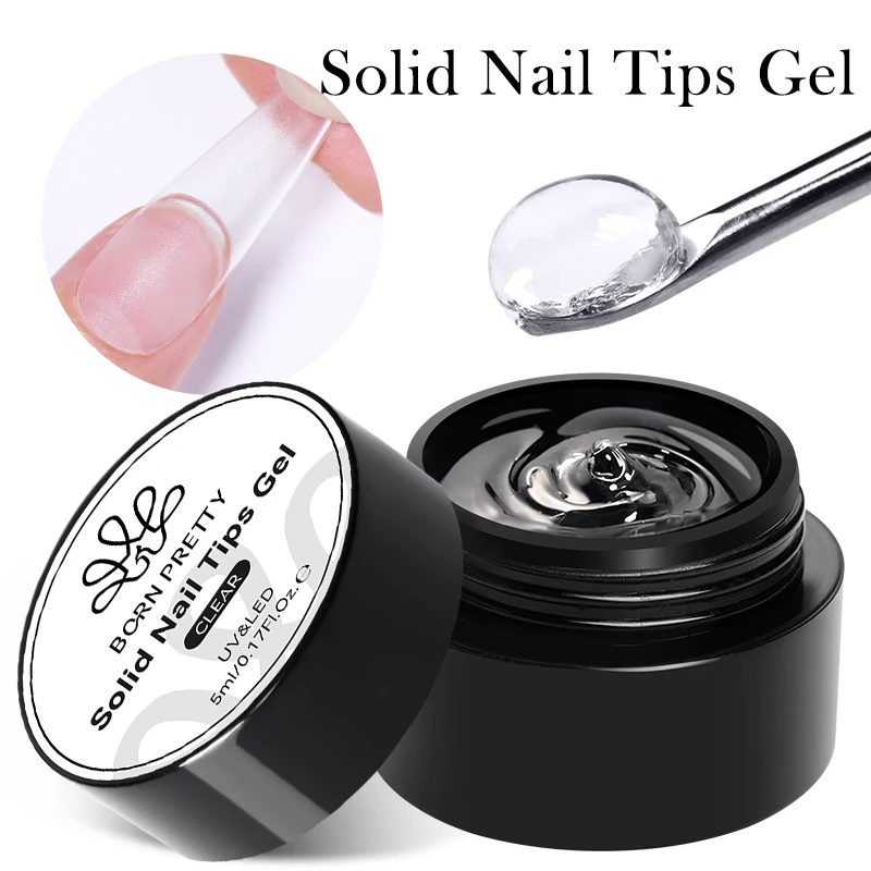 BORN PRETTY Solid Nail Tips Gel 5g Transparent UV LED Function Gel UV Lamp Nail Extension Gel Soak Off Nail Art Gel Varnish