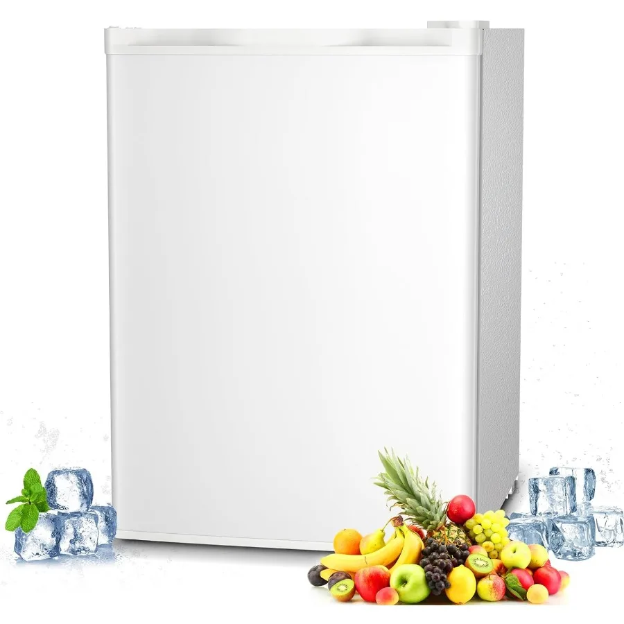ミニコンパクト冷蔵庫 冷凍庫付き 2.6立方フィート シングルドア調節可能な取り外し可能な棚 アパート寮オフィス用 ホワイト