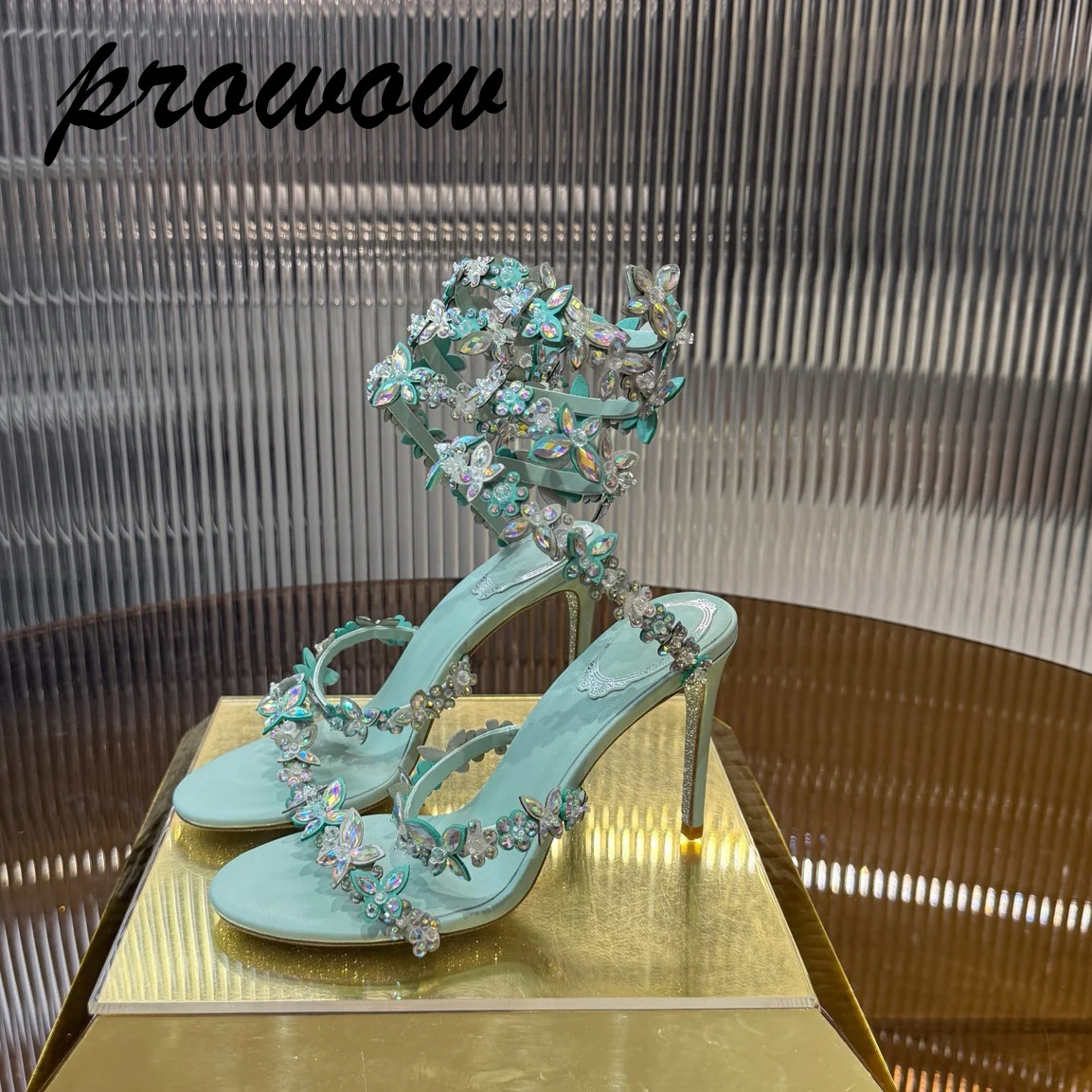 

Prowow/Новые летние сандалии из натуральной кожи со змеиным цветочным принтом, женская обувь для вечеринок на тонком высоком каблуке с открытым носком