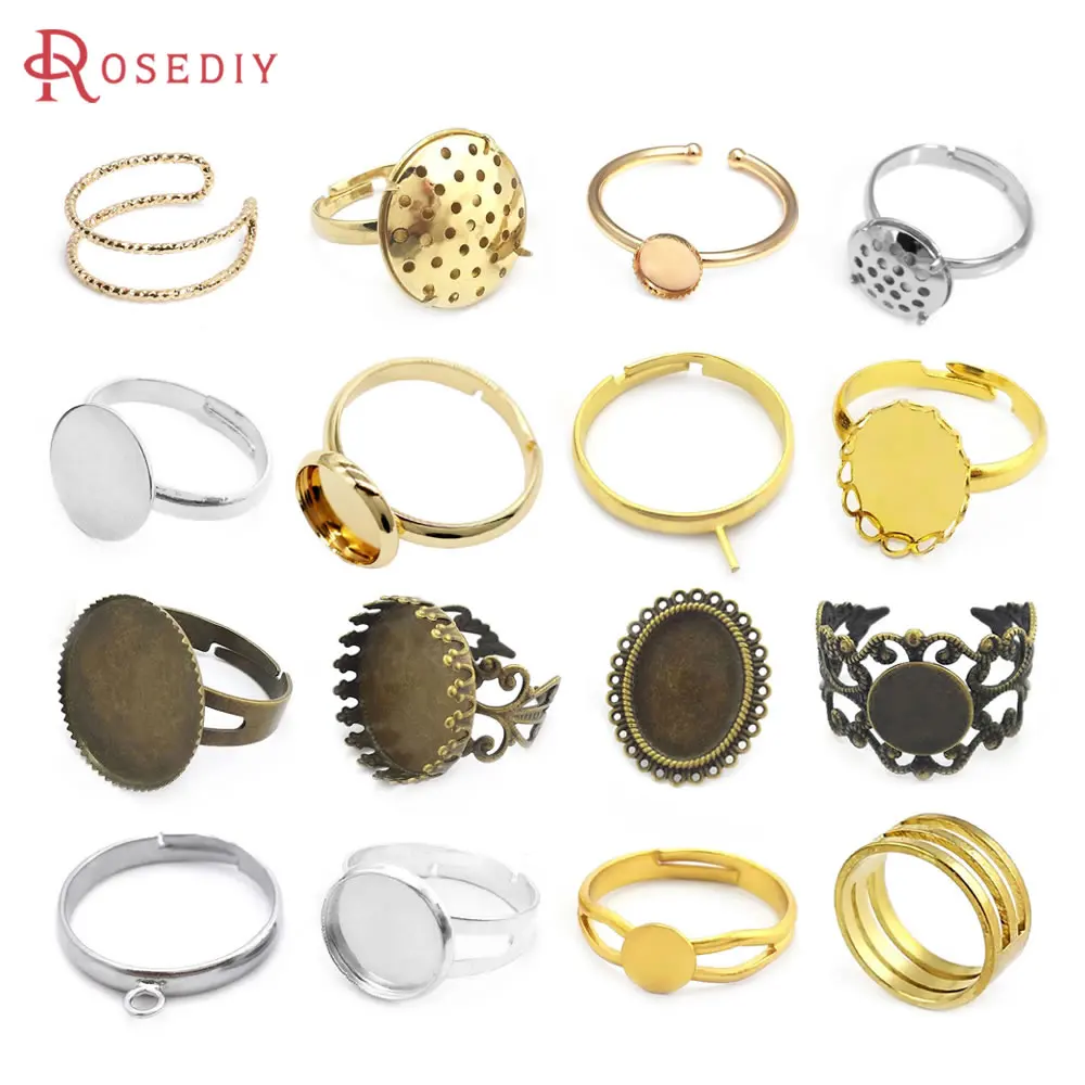 

18K Gold Color or Rhodium Color Brass Rings Trays Ring Base Ring Setting Jewelry Making Supplies Diy Findings Accessories