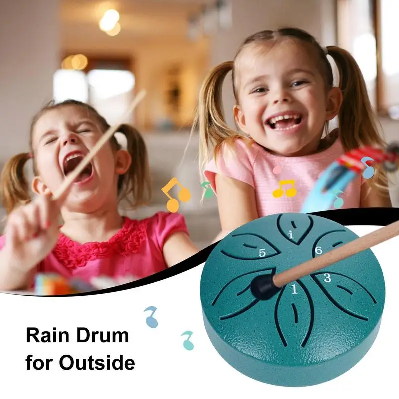 Chakra Drum For Rain 3inch 6 Notes Steel Tongue Drum Waterproof Chakra Drum Outdoor Musical Instrument Enjoy The Rain Symphony