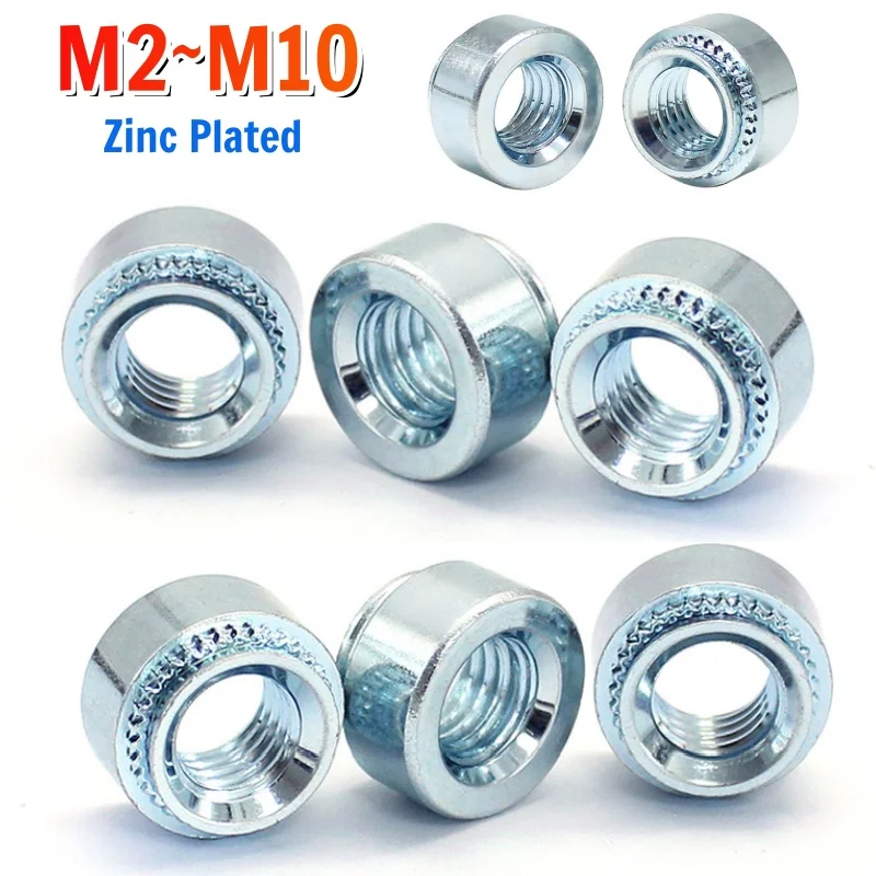 Beicai 5-100pcs M2 M2.5 M3 M4 M5 M6 M8 M10 Zinc Plated Self Clinching Nuts Pressure Riveting Nut Press Insert Rivet Nuts