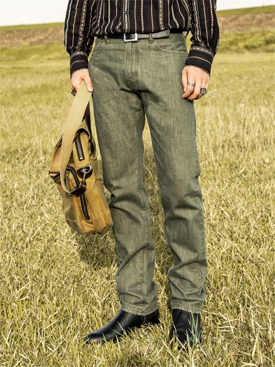 Men's Tea Green Straight Fit Denim Jeans