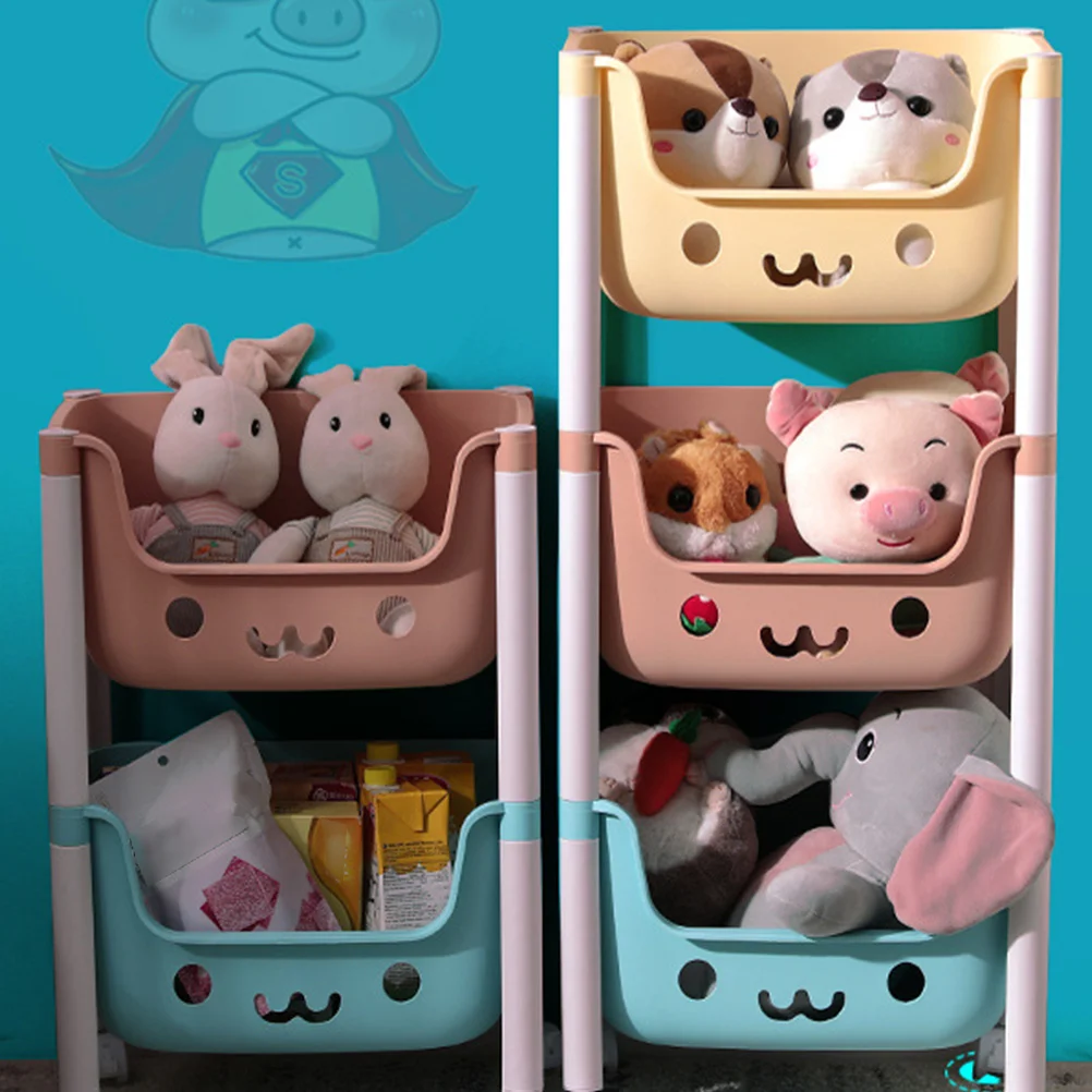 Rak troli mainan anak-anak, mainan anak-anak cantik dada utama keranjang bergulir rumah tangga