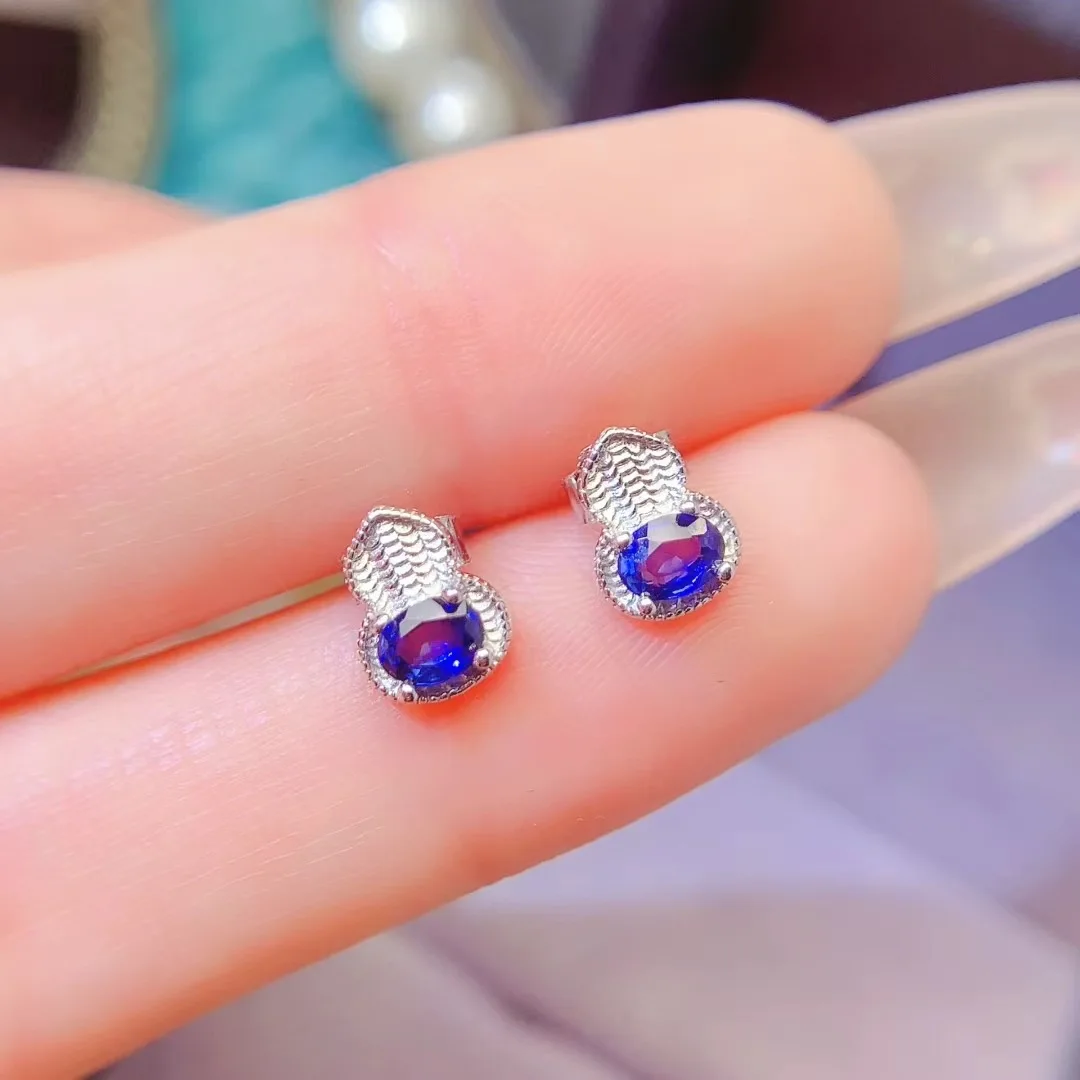 

KJJEAXCMY High End Women's Earrings Natural Sapphire S925 Silver with Electroplating Boasting High Clarity Full Brilliance