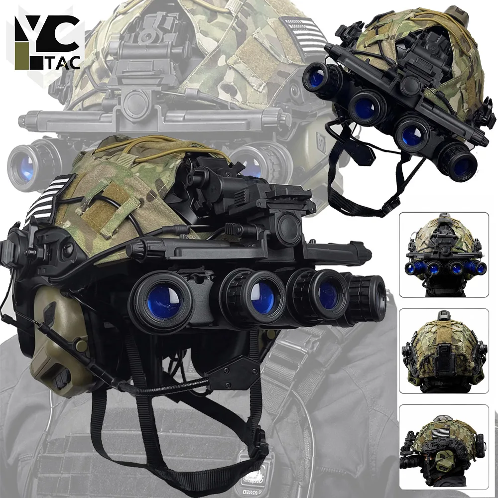 YCTAC Tactical FAST Helmet Set Airsoft Helmet Protection Kit with Headset NVG Dummy Model L4G24 NVG Mount CS Cosplay Combat Gear