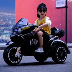 3-12 Years Old Load 50KG New Children's Electric Motorcycle Ride On Double Kids Tricycle With True Key Start