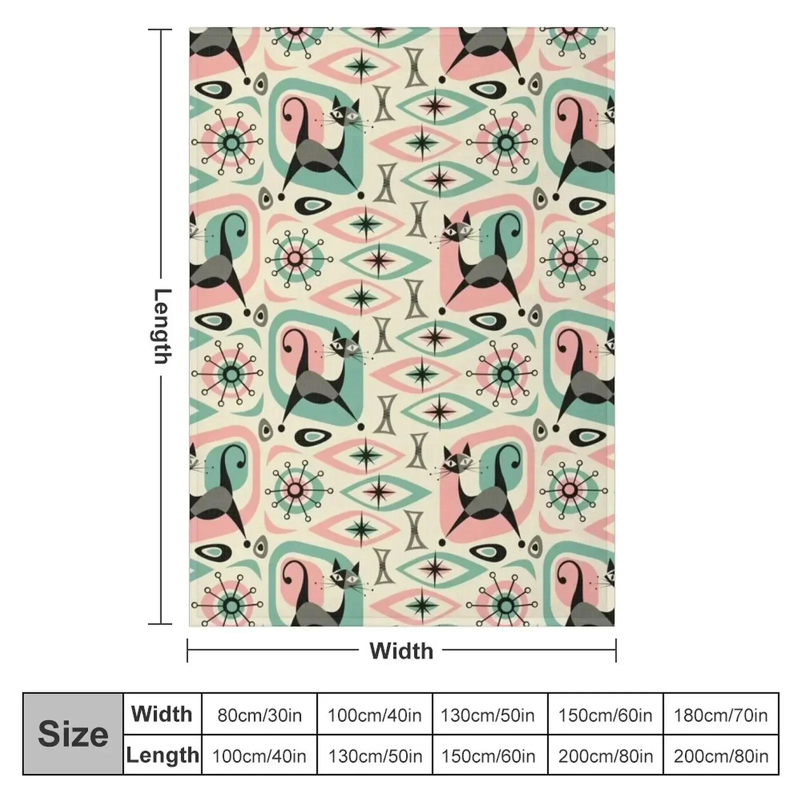 Mid Century Cat Abstract Throw Blanket blankets and throws Plush Soft bed plaid Luxury Travel Blankets