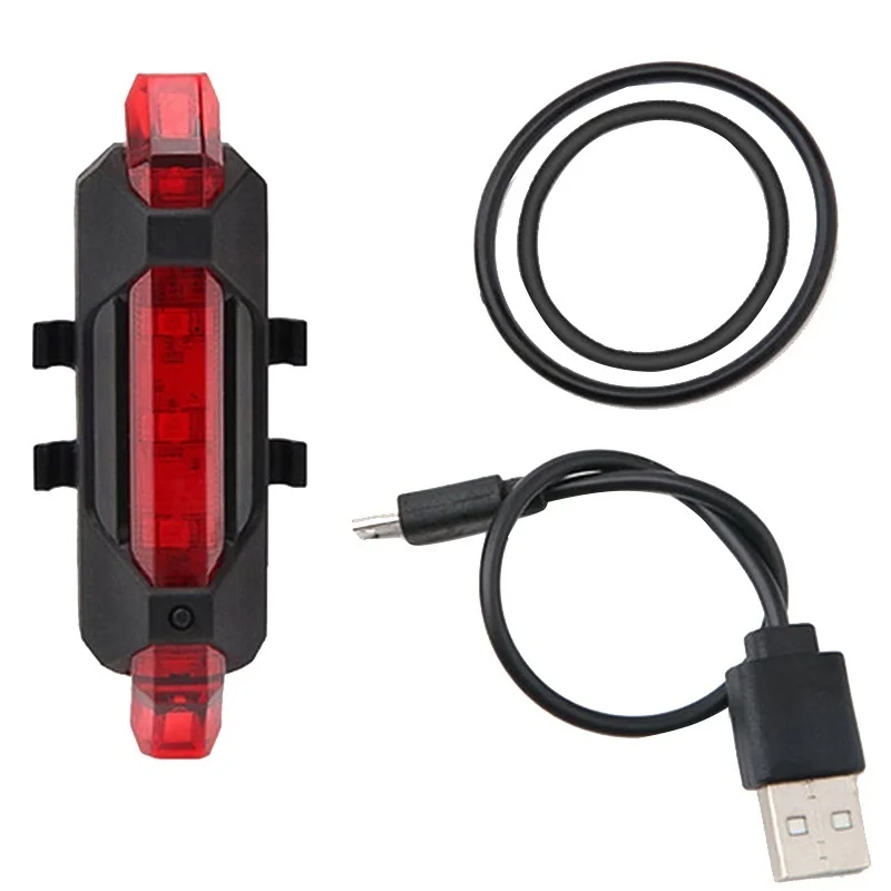 Rechargeable USB LED Bicycle Tail Light Mountain Bike Safety Warning Front and Rear Flashing Lights Night Riding Accessories 1PC