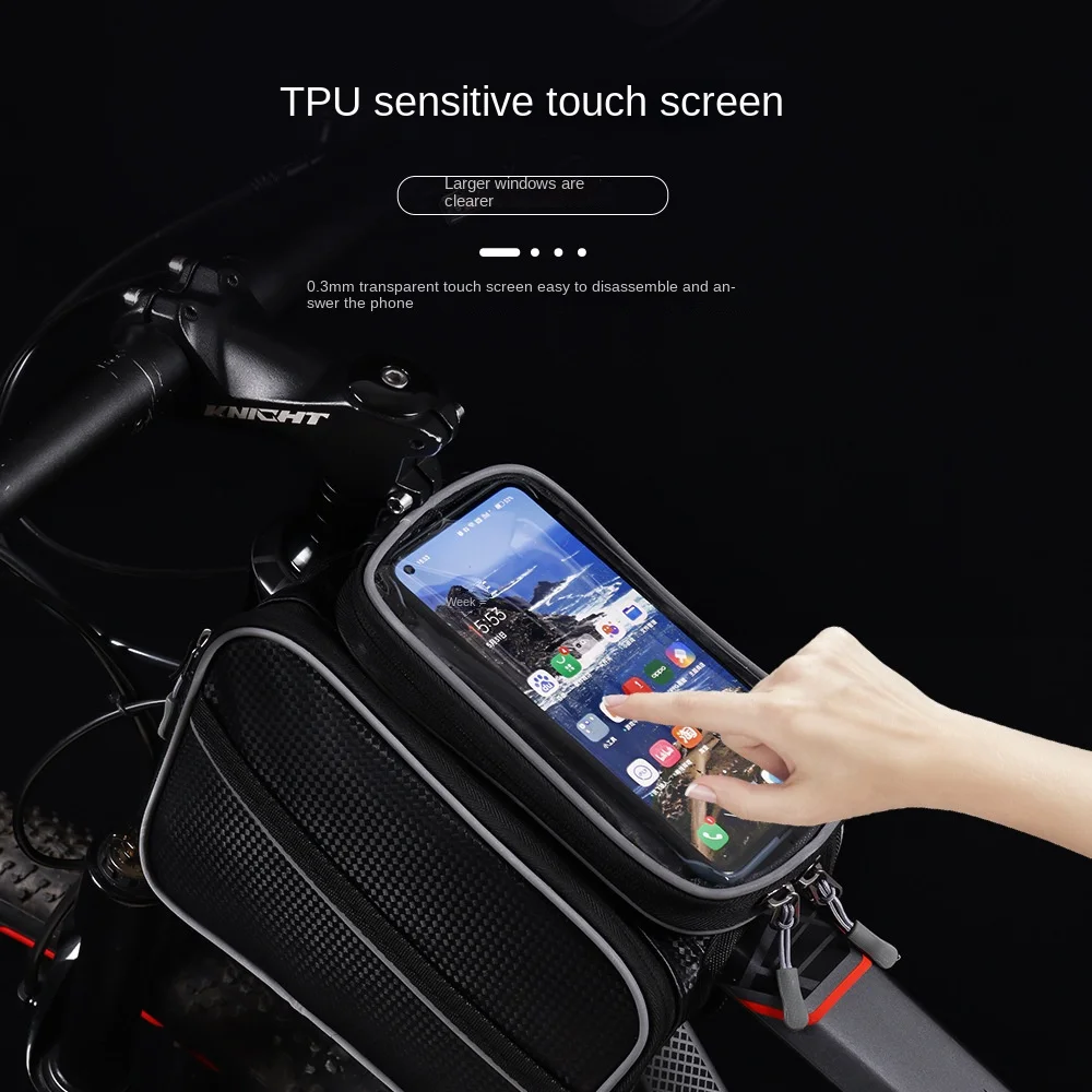 Bicycle Bag Large Capacity Touch Screen Handlebar Front Tube Waterproof Phone Bag For Road Bike Riding Equipment Accessories