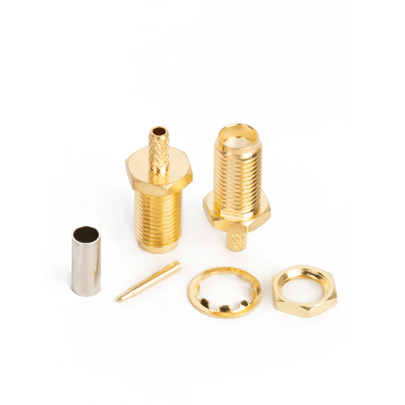 50 peças/100 peças sma fêmea ou RP-SMA fêmea porca anteparo crimpagem RP-SMA-KY-1.5 50-1.5 rg316 rg174 conector rf