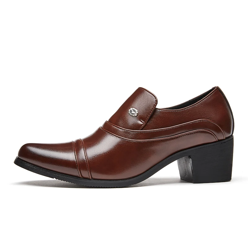 

Men Height Increase Business Formal High Heel Leather Shoes Retro Classic Elevator Loafers Elegant Dress Wedding Party Lift Shoe