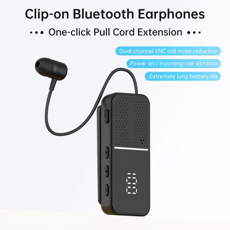 

New Clip-on Wireless In-ear Long Battery Life Digital Display Noise Cancelling Sports Business In-ear Earbuds