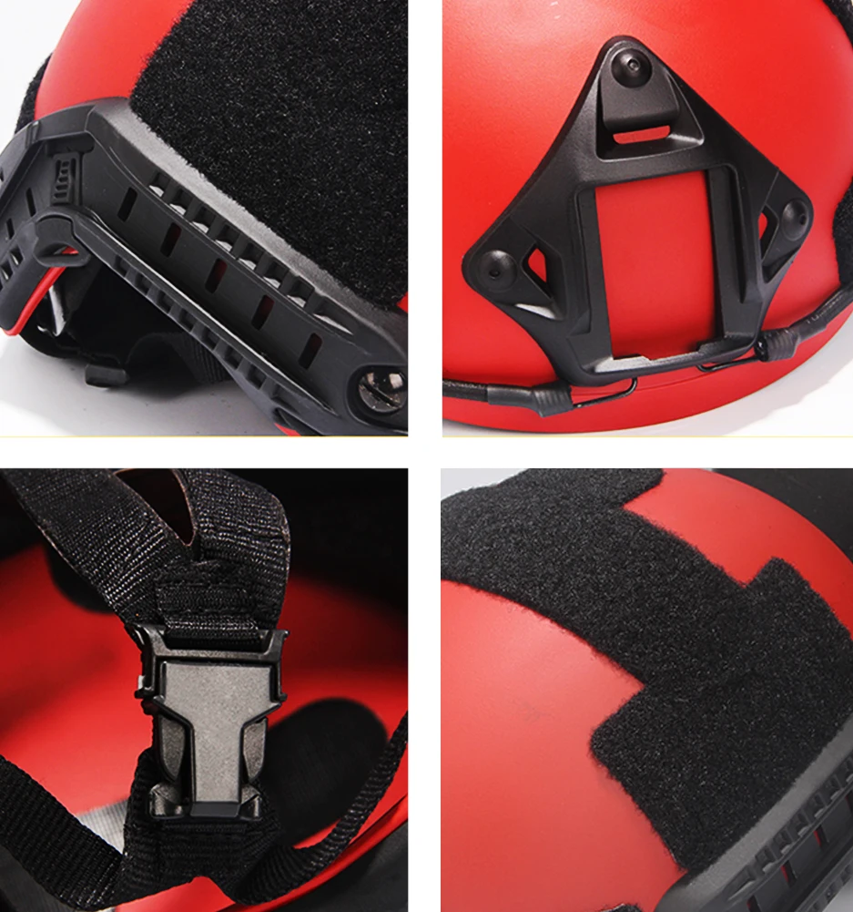 FAST MH/PJ/BJ Type Tactical Helmet, with Side Rail & NVG Mount, All-In-One Red Airsoft Protective Helmet, for Outdoor Paintball