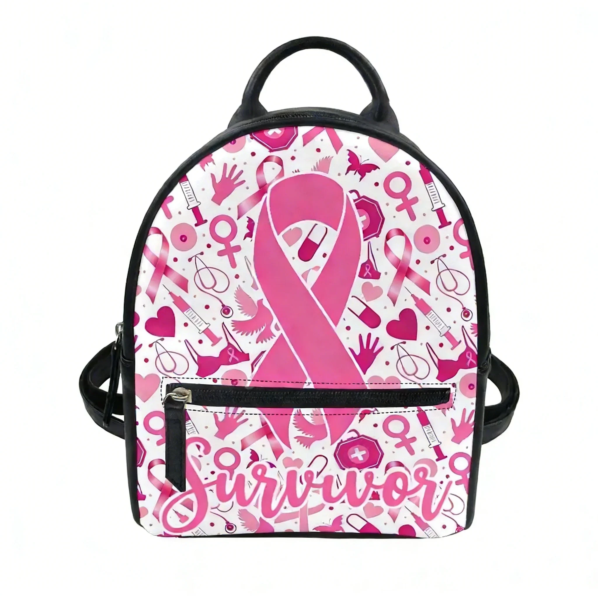 

Cancer Survivor Breast Cancer Custom Backpack Purse Women Carter Schoolbags Double Shoulder Bag Mini Daypack Leather Travel Bag