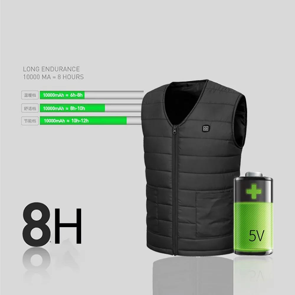 Imagem -03 - Colete de Aquecimento Elétrico para Homens e Mulheres Bodywarmer Aquecido Jaqueta Usb Decote em v 10 Áreas Inverno