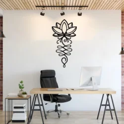 Metal Lotus Wall Decoration Black Lotus Wall Art Hollow Wall Logo Metal Flower Hanging Wall Silhouette Bedroom Decoration