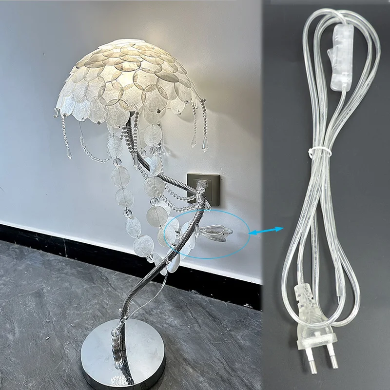 Transparent AC Power extend Cord America European 303 Online Switch US EU plug Extension Cable Wiring Desktop for LED table lamp