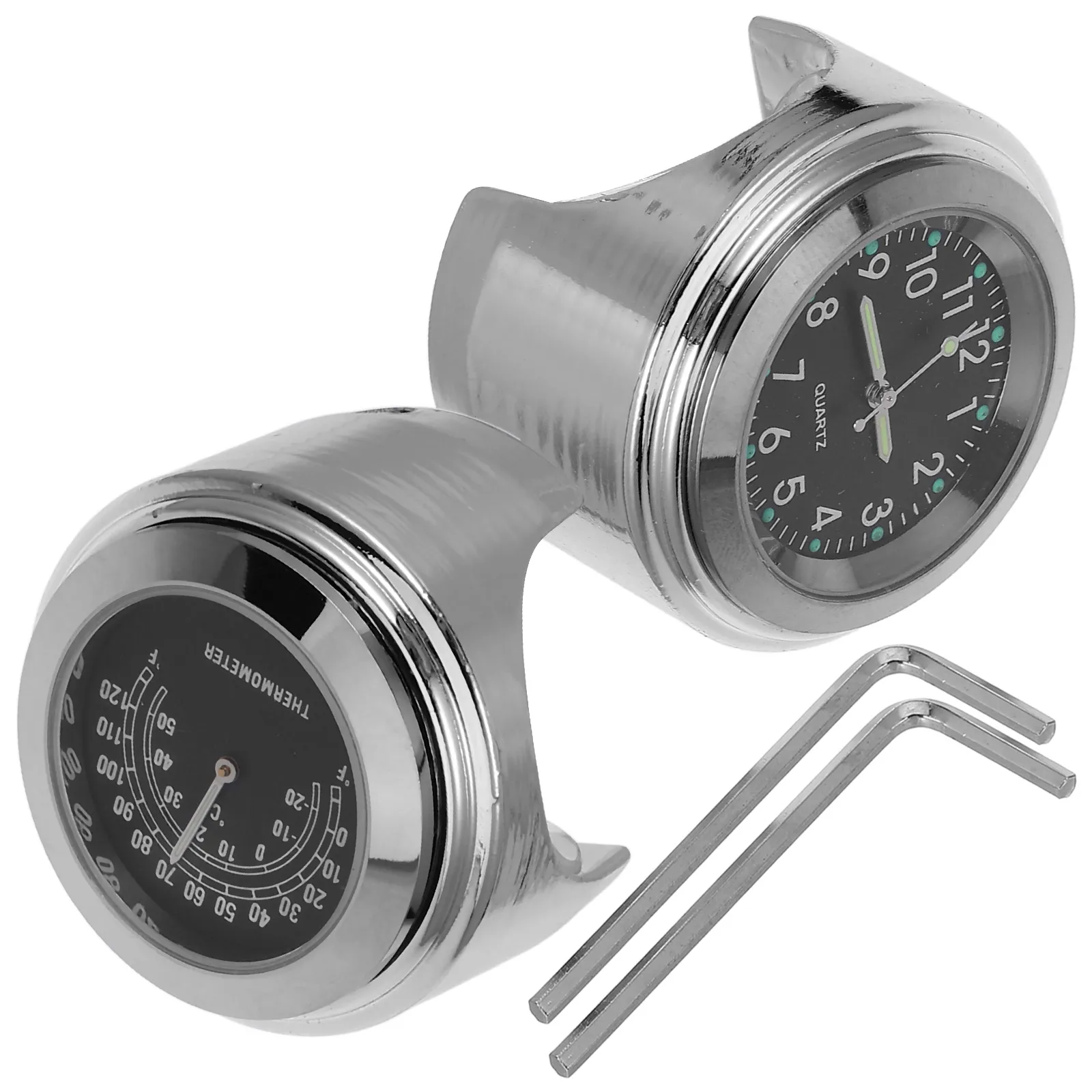 

2 Pcs/set Motorcycle Clock Thermometer Handlebar Dial Aluminum Alloy Accessories