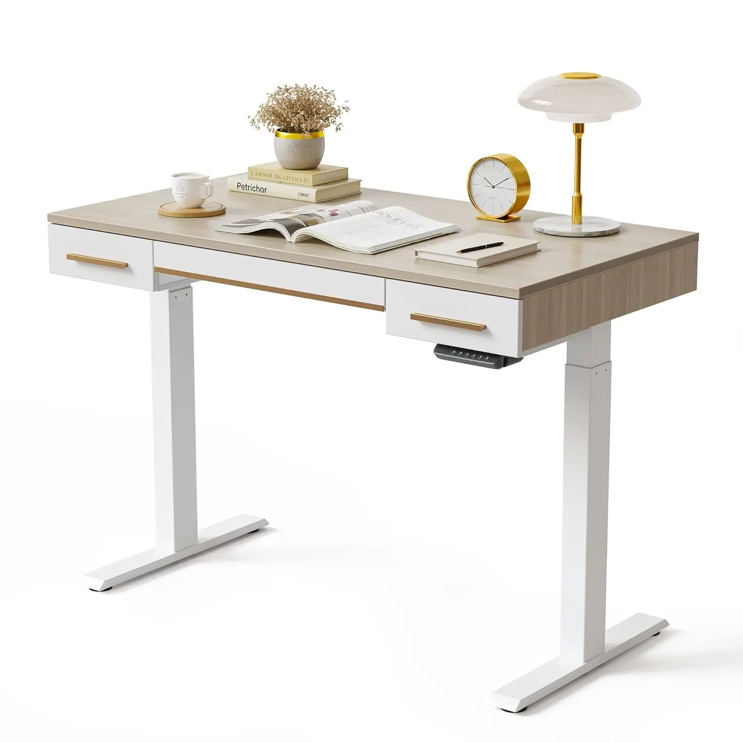 

Электрический регулируемый по высоте стол Mid Century с 3 ящиками, 48x26, для дома и офиса, белый, 2 комплекта, на заказ