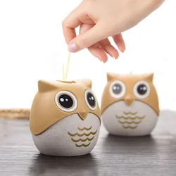 Cartoon Owl Toothpick Holder Desktop Automatic Toothpick Dispenser Tooth Pick Container Automatically PressToothpick Holder