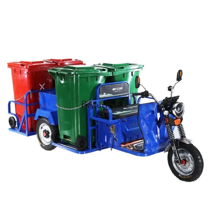 Electric Rubbish Collector Property School Cleaning Four Or Six Barrels Garbage Removal Transfer Tricycle