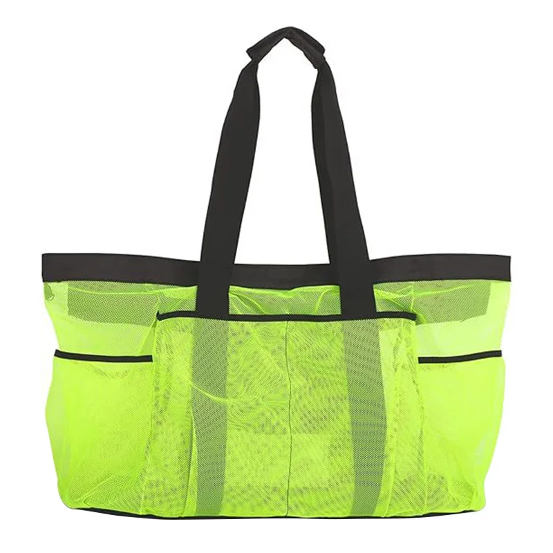 1PCS Large Capacity Beach Bag Mesh Beach Tote Bag Portable Folding For Shopping Swimming Camping  Handbag Swim Pool Bag For Trip view 5