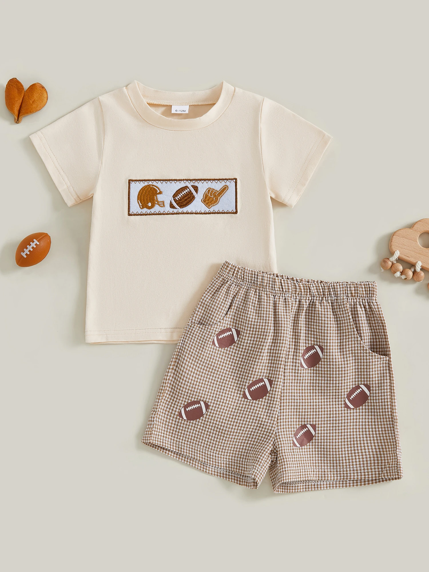 

Toddler Boys 2-Piece Set Short-Sleeve Embroidered Rugby Shirt with Plaid Shorts - Cute Summer Outfit for Baby Boy