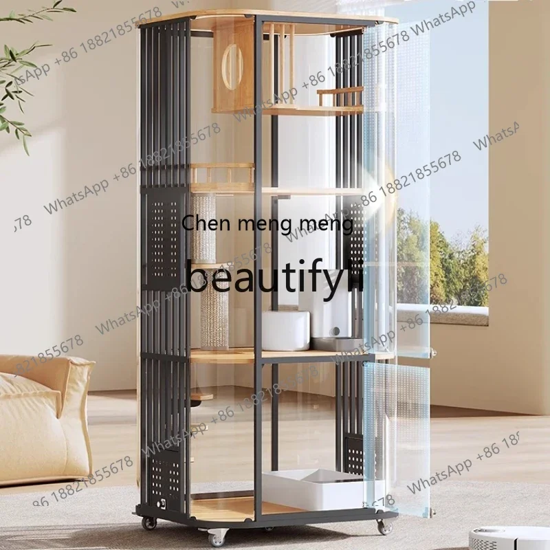 

xz1Panoramic Cat Villa Cage Home Indoor House Four Seasons Universal Cat Cabinet Glass Cat Room