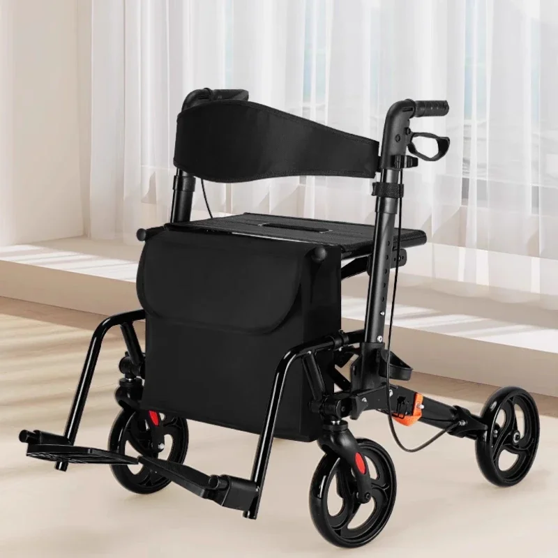 New Walking Aids For Elderly Rehabilitation Anti-Fall Adjustable Folding Walking Rollator Walkers Cart With Arm Support Walkers