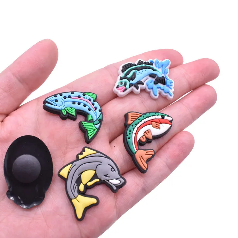 Go Fishing Series PVC Shoe Charms Slippers Buckle Combination Fit Wristbands Accessories Decoration Bands Gift Unisex Party