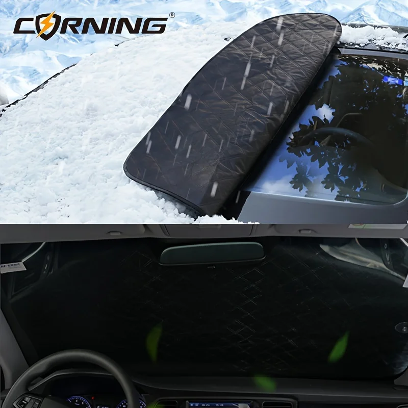 Universelle Auto-Windschutzscheibenabdeckung, Sonnenschutz, Schnee- und Frostschutz mit reflektierenden Streifen und Radhaken für Autos, SUVs, Allwetter-Schutz. – Detail 5