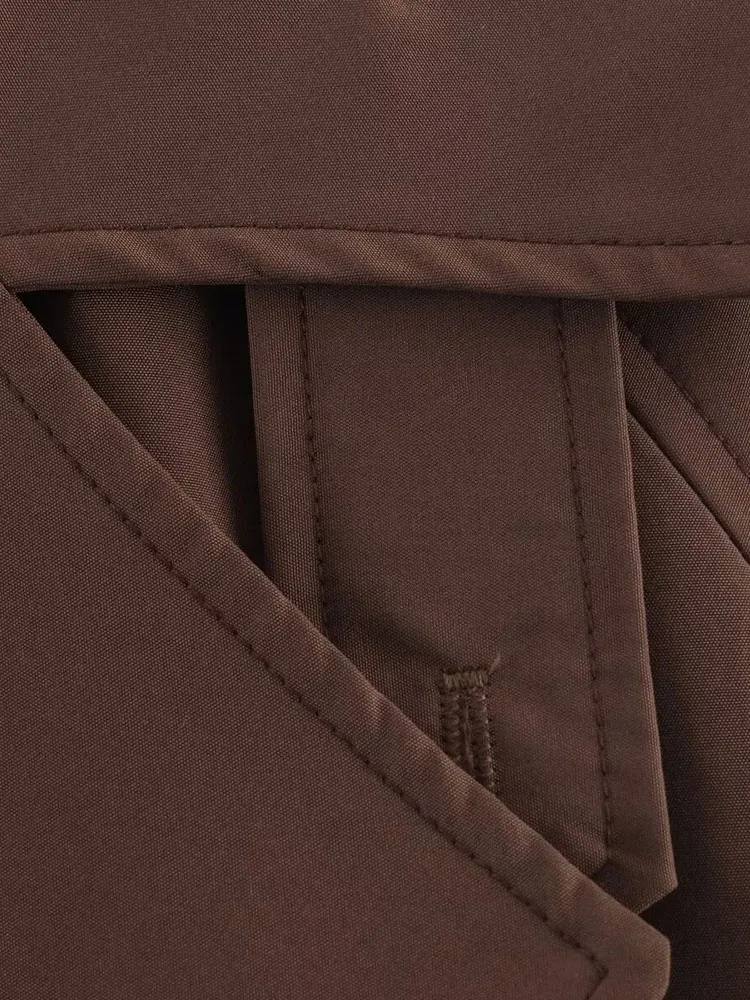 

HH женская модная куртка в стиле ретро с поясом, украшенная карманом с длинными рукавами, женское осеннее однотонное короткое пальто с отложным воротником на пуговицах